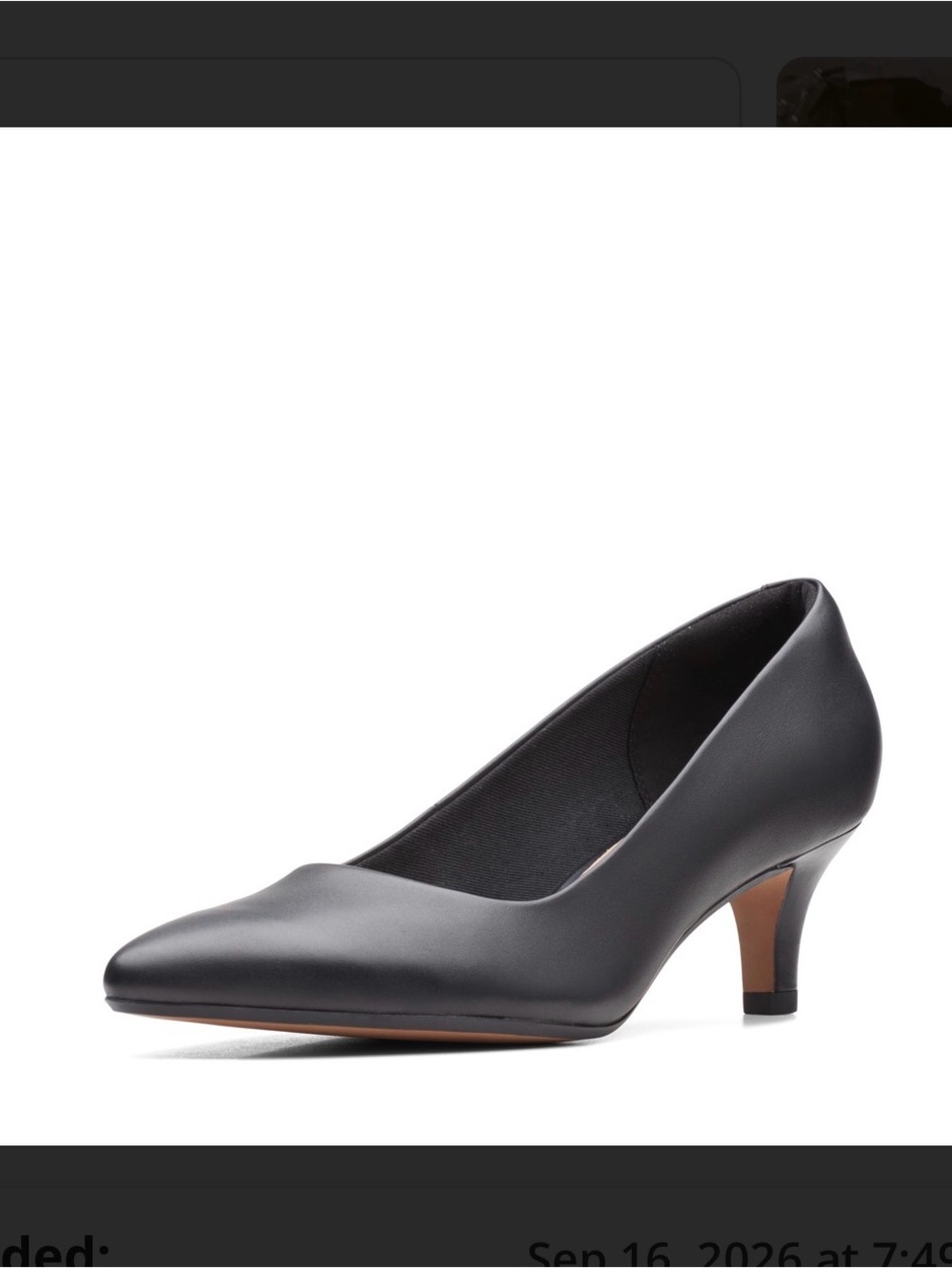 Clarks Black Leather Low Heel Pump